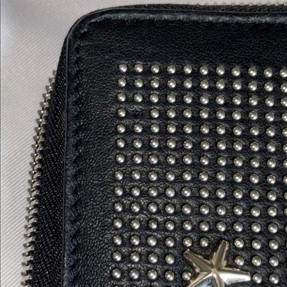 Jimmy Choo Black Leather Pouch with Silver Accents